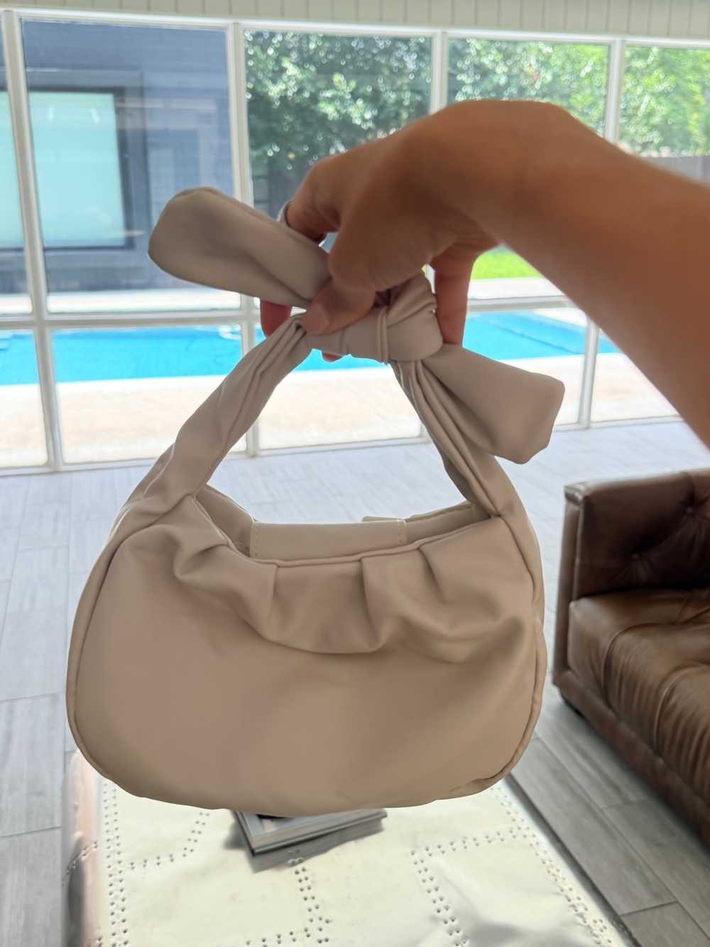 Anthropologie Knotted-Handle Mini Bag - Beige